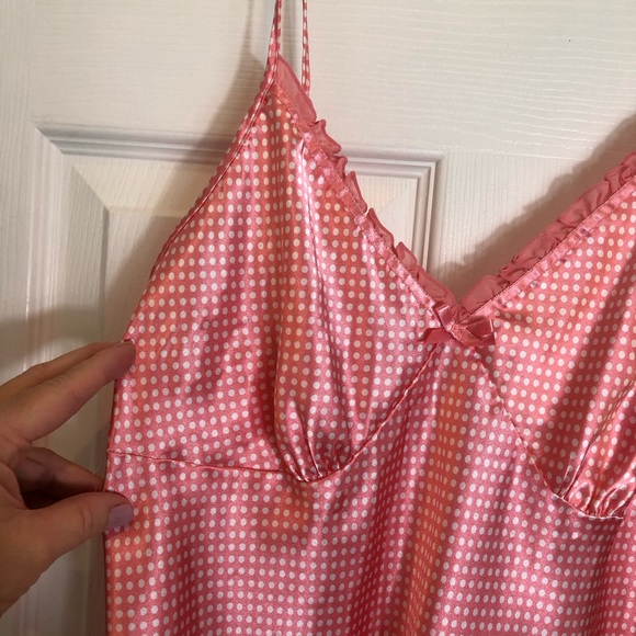 Adonna Pink and White Polka Dot Slip Dress Size Medium - Picture 3 of 9